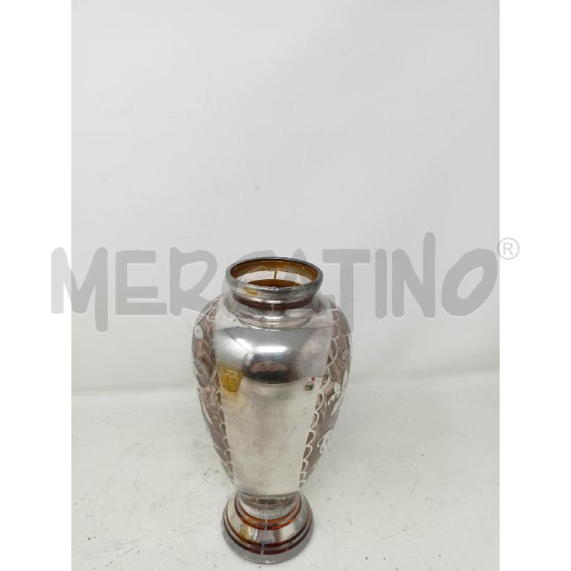 VASO VETRO ARANCIONE FIORI FASICA SILVER  | Mercatino dell'Usato Roma re di roma 4