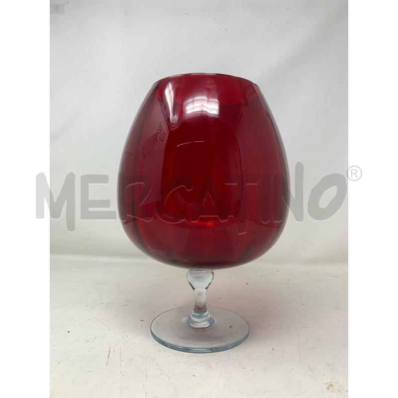 VASO VETRO CALICE ROSSO PANCIUTO BASE TRASPARENTE  | Mercatino dell'Usato Roma re di roma 1