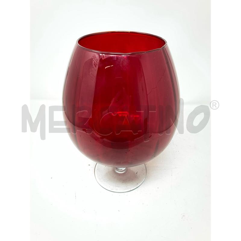 VASO VETRO CALICE ROSSO PANCIUTO BASE TRASPARENTE  | Mercatino dell'Usato Roma re di roma 2