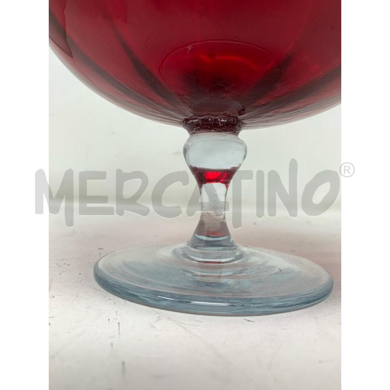 VASO VETRO CALICE ROSSO PANCIUTO BASE TRASPARENTE  | Mercatino dell'Usato Roma re di roma 5