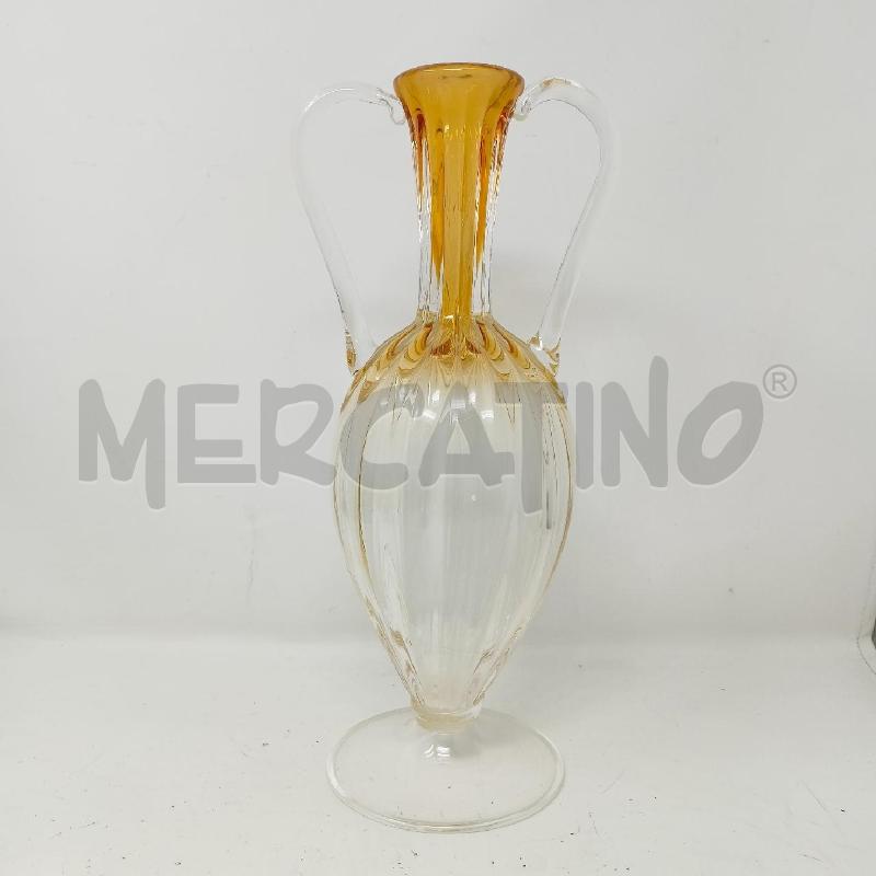 VASO VETRO GIALLO ANFORA BIANSATO  | Mercatino dell'Usato Roma re di roma 1