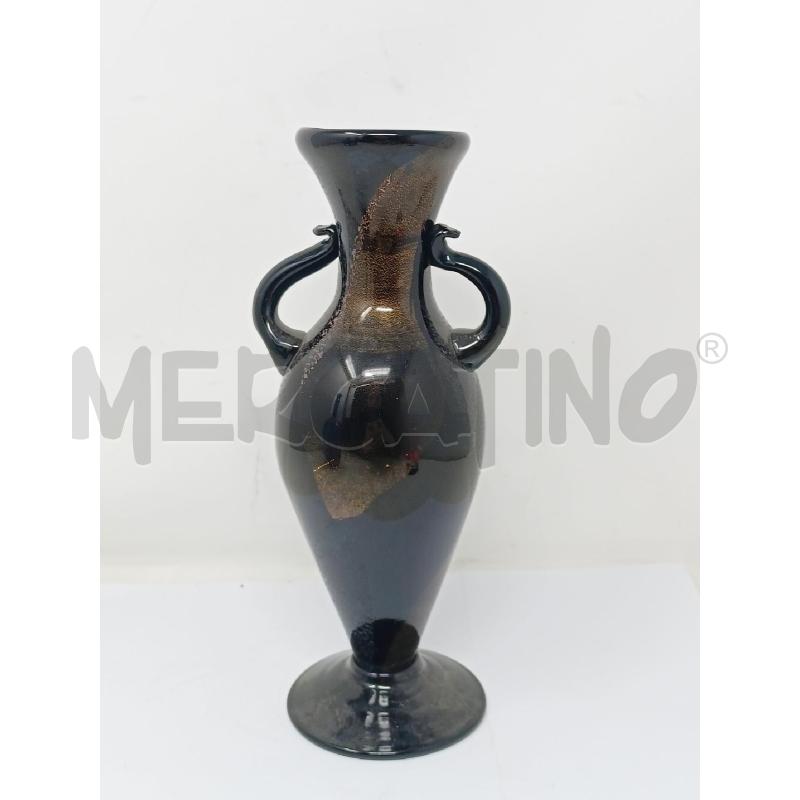 VASO VETRO NERO INCLUSIONI DORATE GRIGIE  | Mercatino dell'Usato Roma re di roma 1