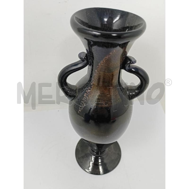 VASO VETRO NERO INCLUSIONI DORATE GRIGIE  | Mercatino dell'Usato Roma re di roma 2