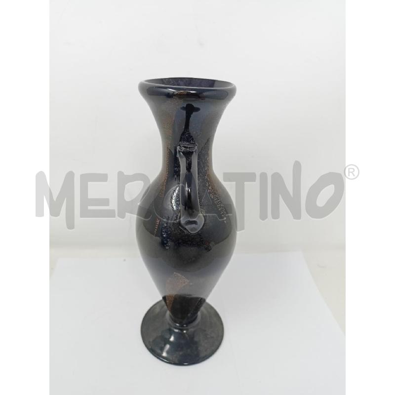 VASO VETRO NERO INCLUSIONI DORATE GRIGIE  | Mercatino dell'Usato Roma re di roma 4