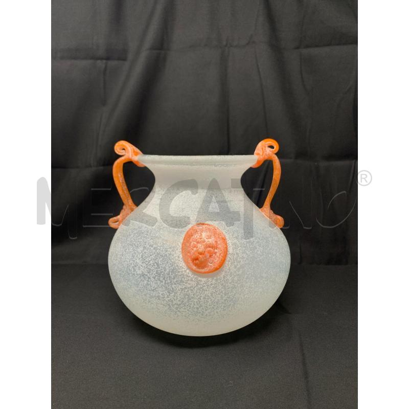 VASO VETRO SCAVO MANCI ARANCIONI  | Mercatino dell'Usato Roma re di roma 1