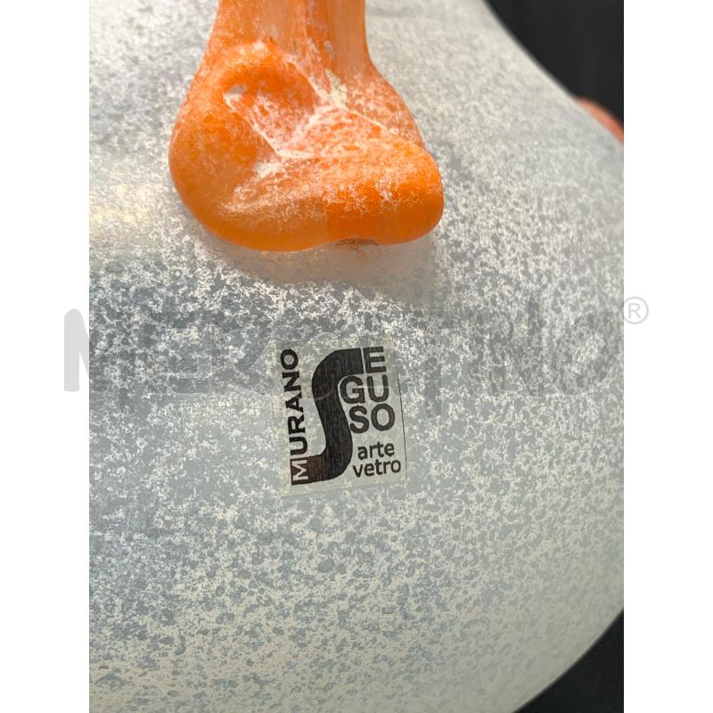 VASO VETRO SCAVO MANCI ARANCIONI  | Mercatino dell'Usato Roma re di roma 3