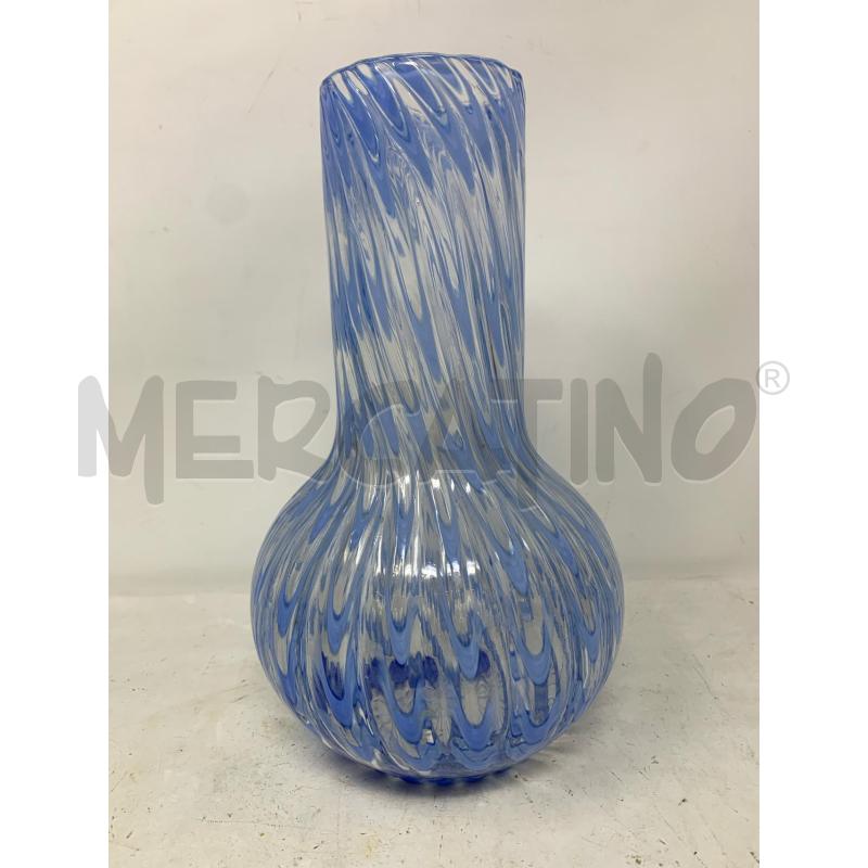 VASO VETRO SOF STRIAT AZZURRO | Mercatino dell'Usato Roma re di roma 1