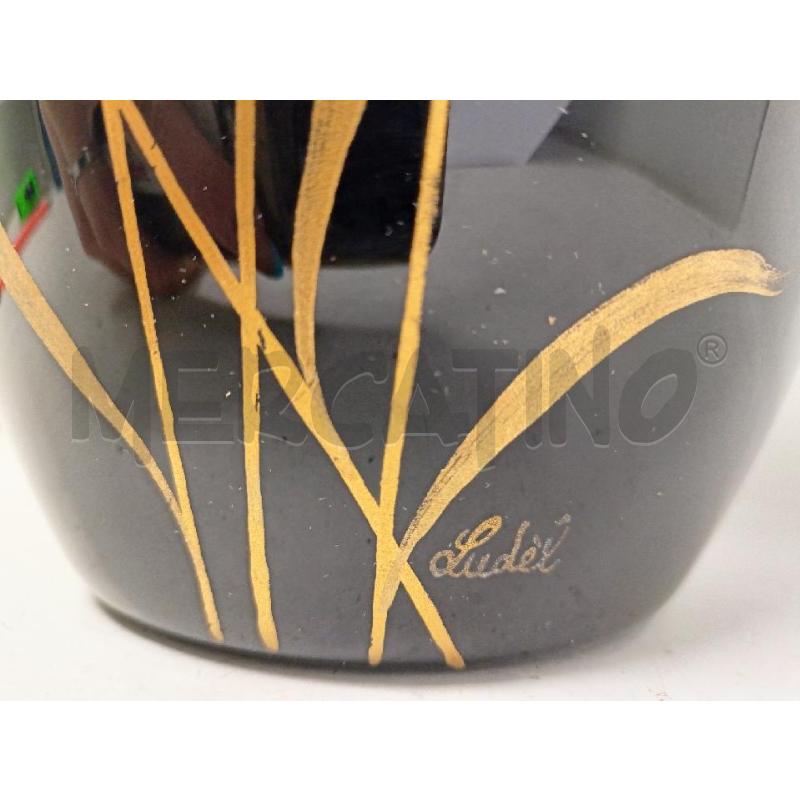 VASO VETRO VIOLA SCURO SPIGHEDORATE DIPINTE  | Mercatino dell'Usato Roma re di roma 2