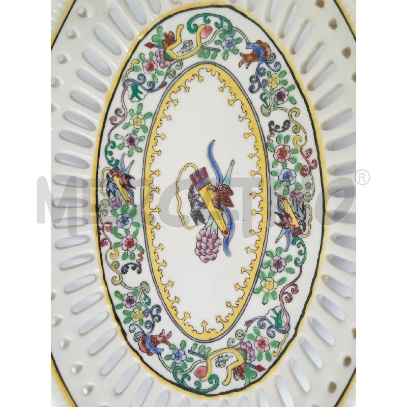 VASSOIETTO PORCELLANA MANICI DEC FLOREALE BORDO GIALLO NERO | Mercatino dell'Usato Roma re di roma 3