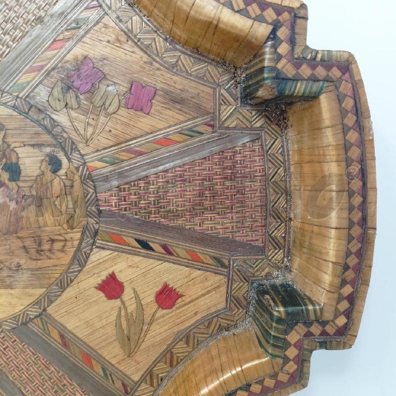 VASSOIO LEGNO INTRECCIATO ANNI '30 RAFF MUSICANTI | Mercatino dell'Usato Roma re di roma 2