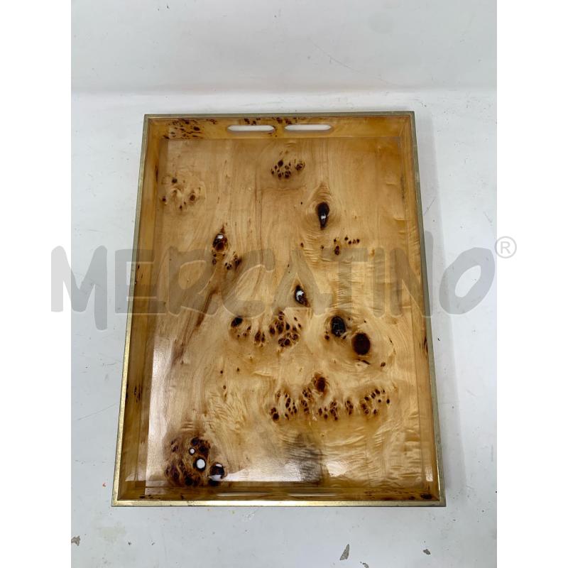 VASSOIO LEGNO RIVESTITO PLEXIGLASS BORDO METALLO DORATO | Mercatino dell'Usato Roma re di roma 1