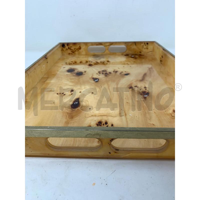 VASSOIO LEGNO RIVESTITO PLEXIGLASS BORDO METALLO DORATO | Mercatino dell'Usato Roma re di roma 3