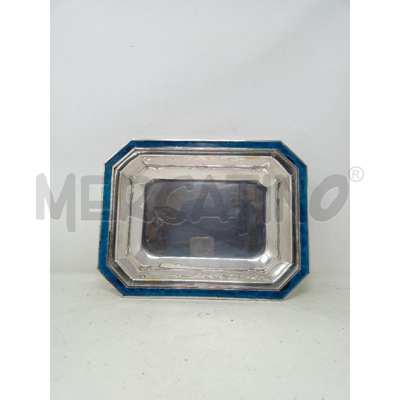 VASSOIO METALLO OTTAGONALE ALLUNGATO B SMALTATO BLU SFUMATURE | Mercatino dell'Usato Roma re di roma 1