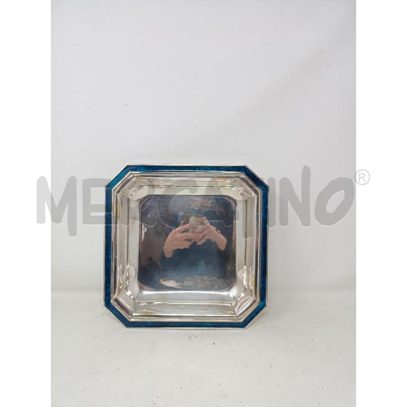 VASSOIO METALLO OTTAGONALE PICCOLO QUADRATO B SMALTATO BLU SFUMATURE | Mercatino dell'Usato Roma re di roma 1