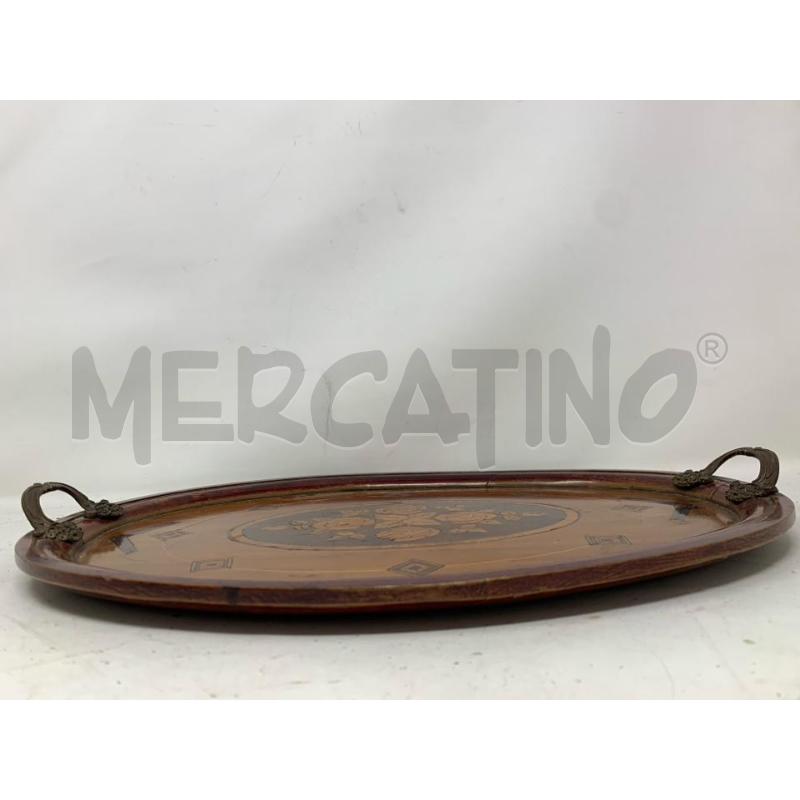 VASSOIO OVALE INTARSIATO ROSE 2 MANICI BRONZO | Mercatino dell'Usato Roma re di roma 5