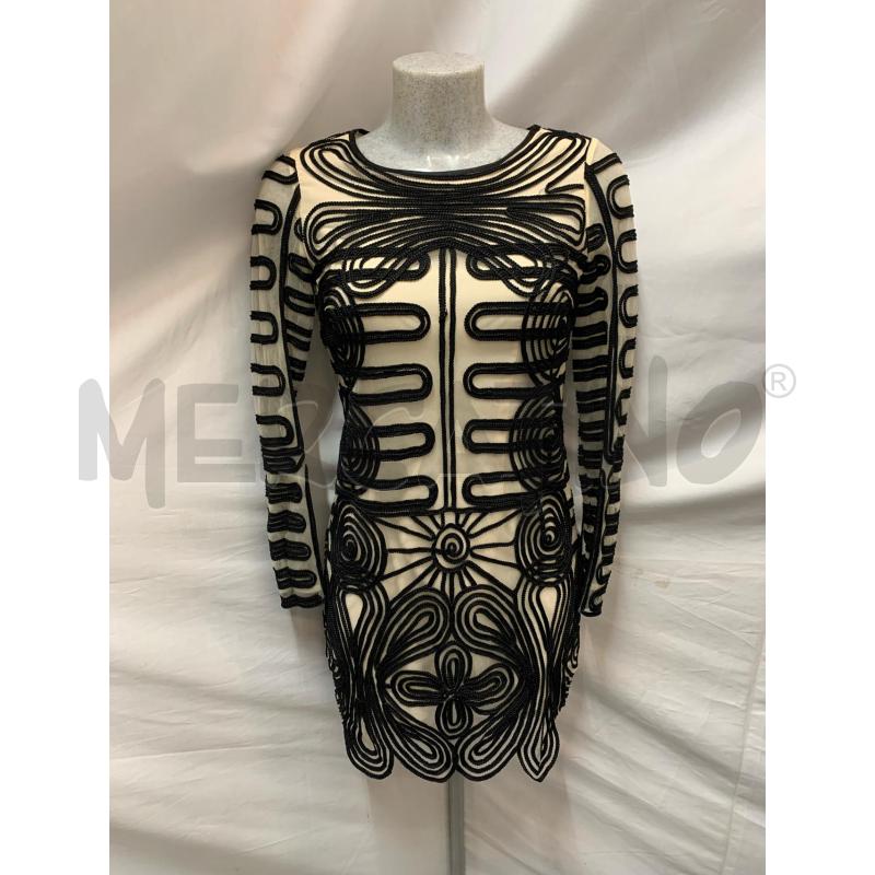 VESTITO DIKARMI TULLE PANNA RICAMI NERO | Mercatino dell'Usato Roma re di roma 1