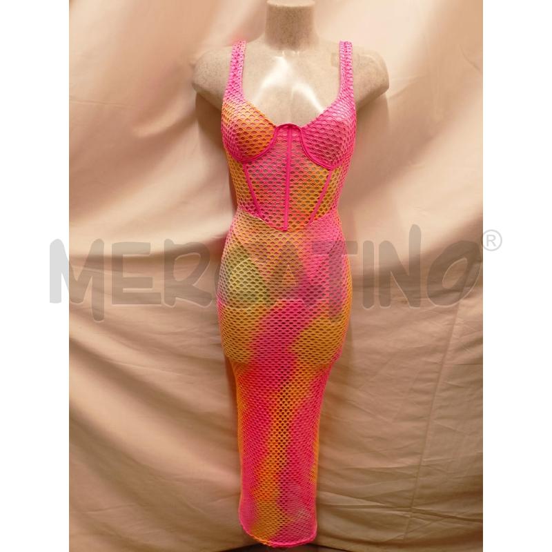 VESTITO DONNA DRESSCODE ROSA RETE ARANCIO | Mercatino dell'Usato Roma re di roma 1