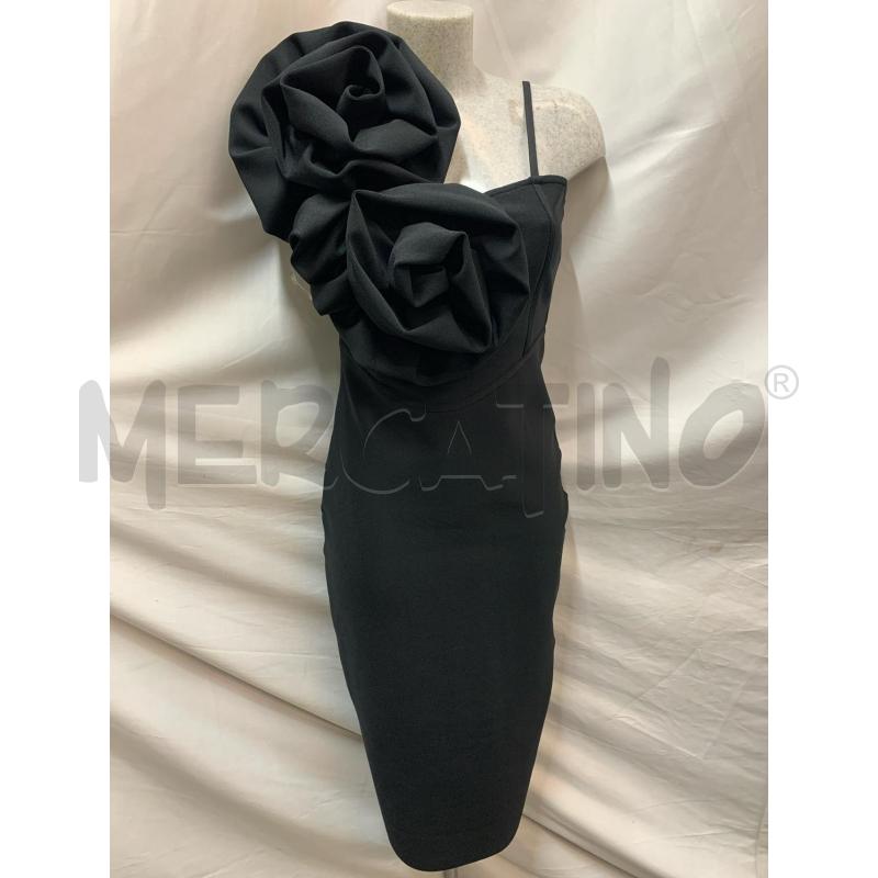 VESTITO GIOVANNA MANDARANO NERO FIORR ROUCHES | Mercatino dell'Usato Roma re di roma 1