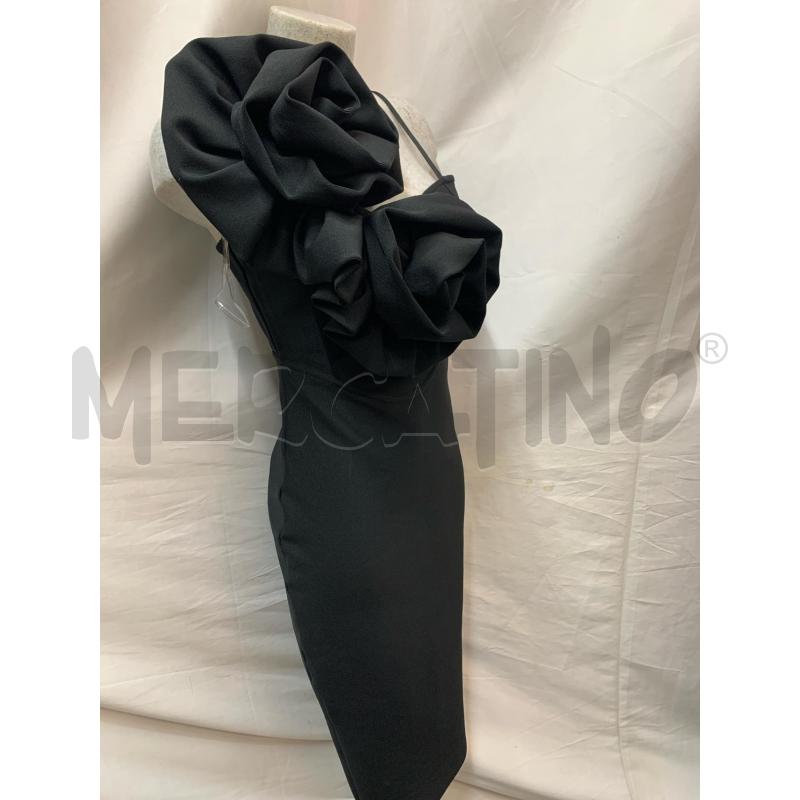 VESTITO GIOVANNA MANDARANO NERO FIORR ROUCHES | Mercatino dell'Usato Roma re di roma 2