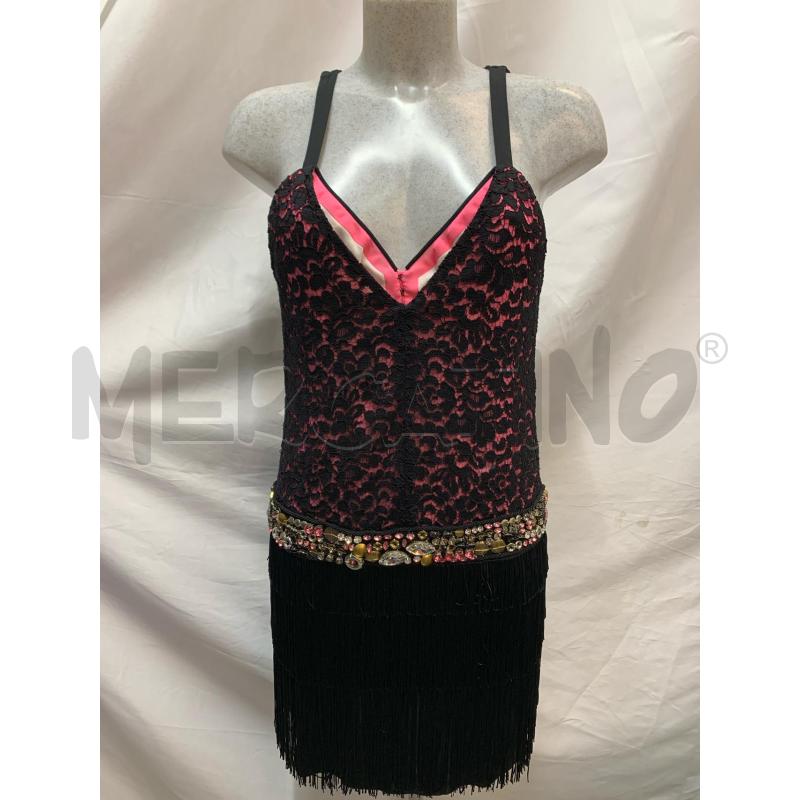 VESTITO PINKO ROSA PIZZO NERO STRASS FRANGE | Mercatino dell'Usato Roma re di roma 1