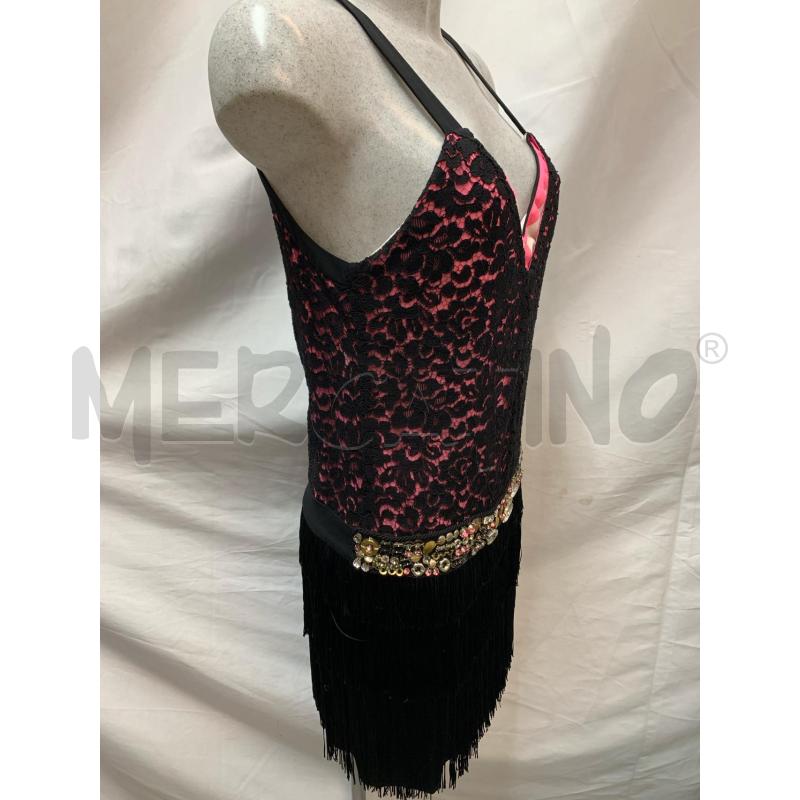 VESTITO PINKO ROSA PIZZO NERO STRASS FRANGE | Mercatino dell'Usato Roma re di roma 2