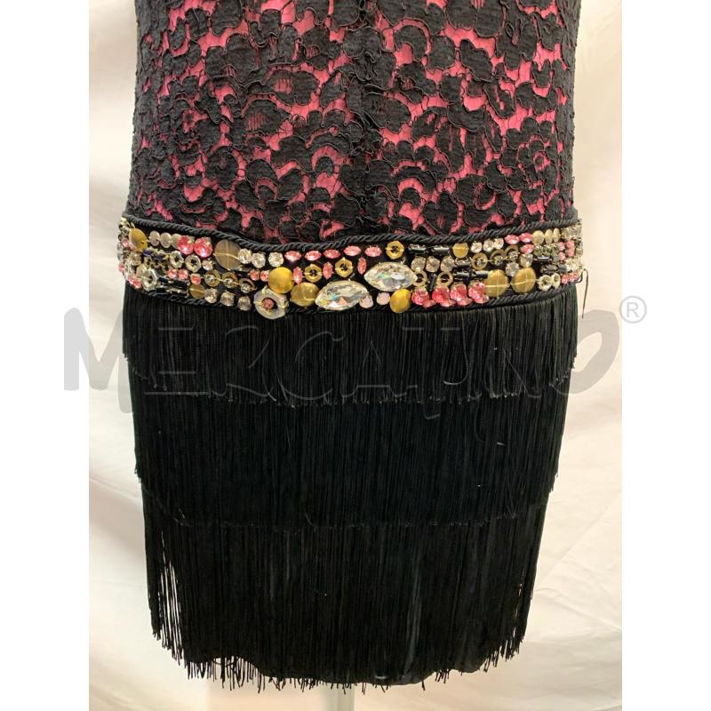 VESTITO PINKO ROSA PIZZO NERO STRASS FRANGE | Mercatino dell'Usato Roma re di roma 3