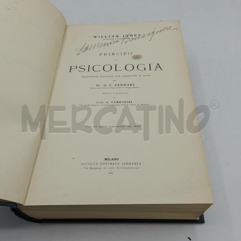 WILLIAM JAMES PRINCIPII PSICOLOGIA 1901 | Mercatino dell'Usato Roma re di roma 4