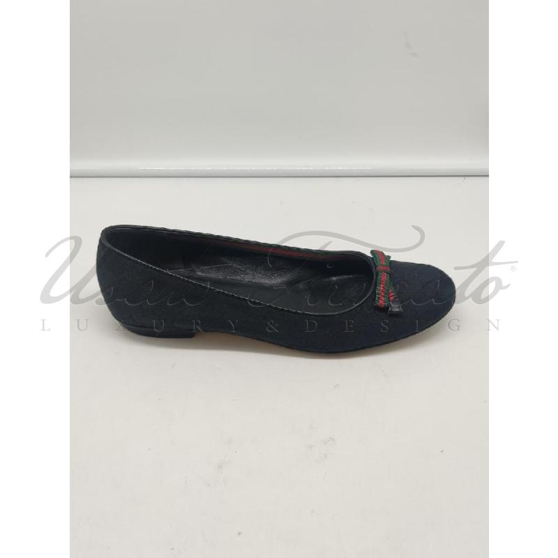 BALLERINA GUCCI MONOGRAM NERO WEB TG 38.5 | Mercatino dell'Usato Roma parioli 1
