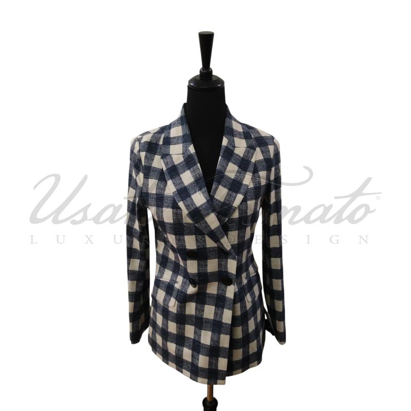 BLAZER DONNA CIRCOLO 1901 SCACCHI BIANCO BLU TG S | Mercatino dell'Usato Roma parioli 1