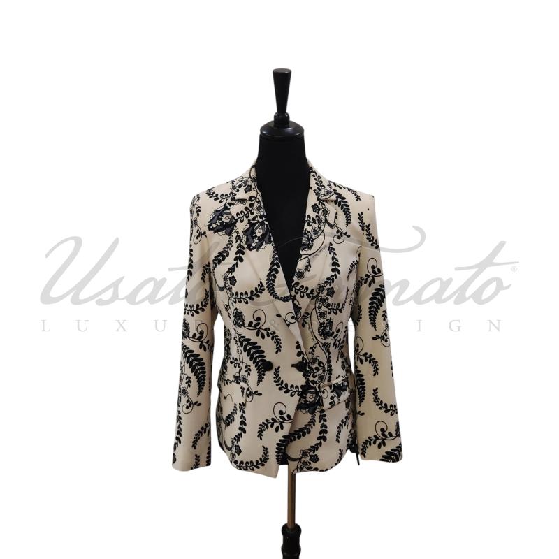 BLAZER DONNA ELISABETTA FRANCHI BEIGE NERO TG 44 | Mercatino dell'Usato Roma parioli 1