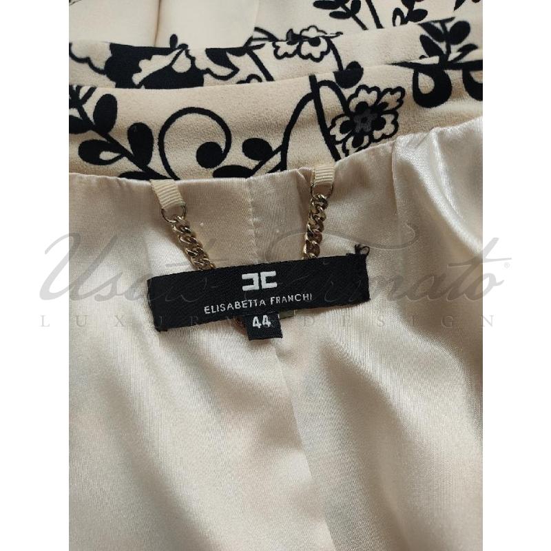 BLAZER DONNA ELISABETTA FRANCHI BEIGE NERO TG 44 | Mercatino dell'Usato Roma parioli 4