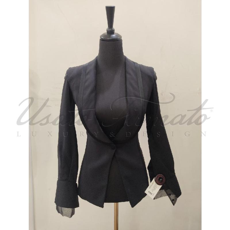 BLAZER DONNA ELISABETTA FRANCHI NERO SCOLLO TG S  | Mercatino dell'Usato Roma parioli 1