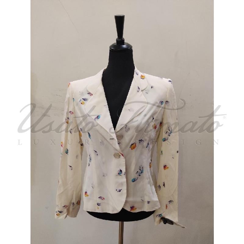 BLAZER DONNA EMANUEL UNGARO SETA BIANCO TG 46 | Mercatino dell'Usato Roma parioli 1