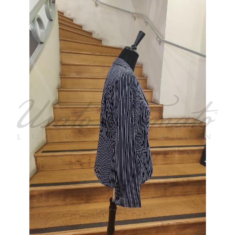 BLAZER DONNA EMPORIO ARMANI GESSATO BLU TG 44 | Mercatino dell'Usato Roma parioli 2