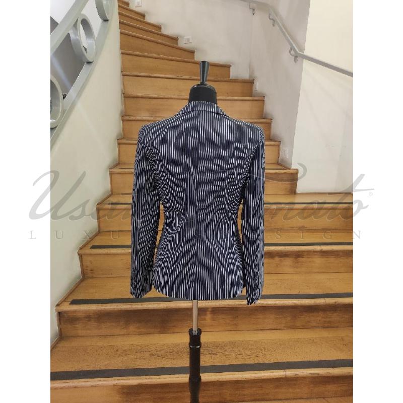 BLAZER DONNA EMPORIO ARMANI GESSATO BLU TG 44 | Mercatino dell'Usato Roma parioli 3