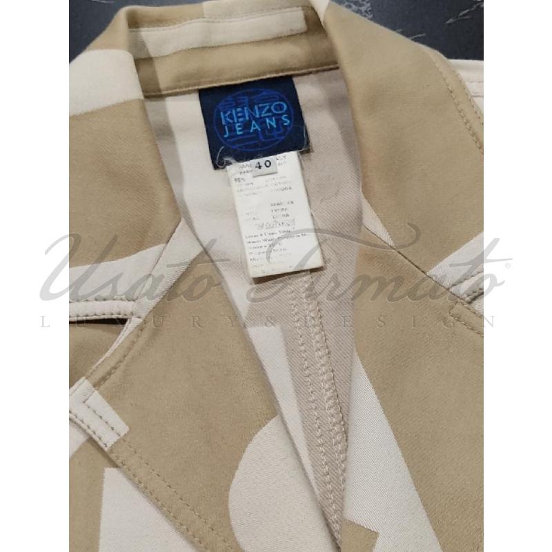 BLAZER DONNA KENZO JEANS LOGO BEIGE TG 40 | Mercatino dell'Usato Roma parioli 4