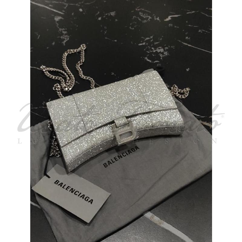 BORSA BALENCIAGA HOURGLASS GLITTER ARGENTO 714123 | Mercatino dell'Usato Roma parioli 2