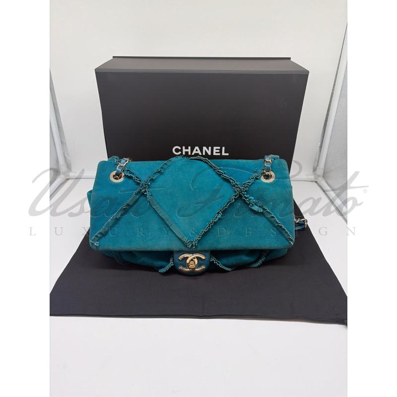 BORSA CHANEL DIAMOND FRINGE VERDE SUEDE 29604887 | Mercatino dell'Usato Roma parioli 3