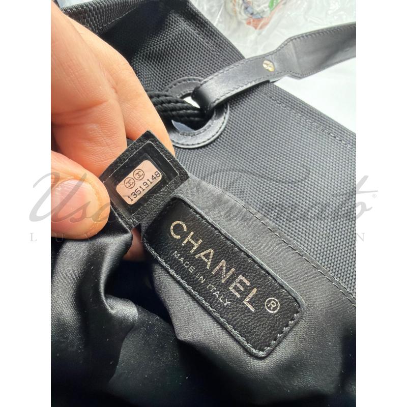 BORSA CHANEL TELA E PELLE NERA BLU COD 13519148 | Mercatino dell'Usato Roma parioli 4