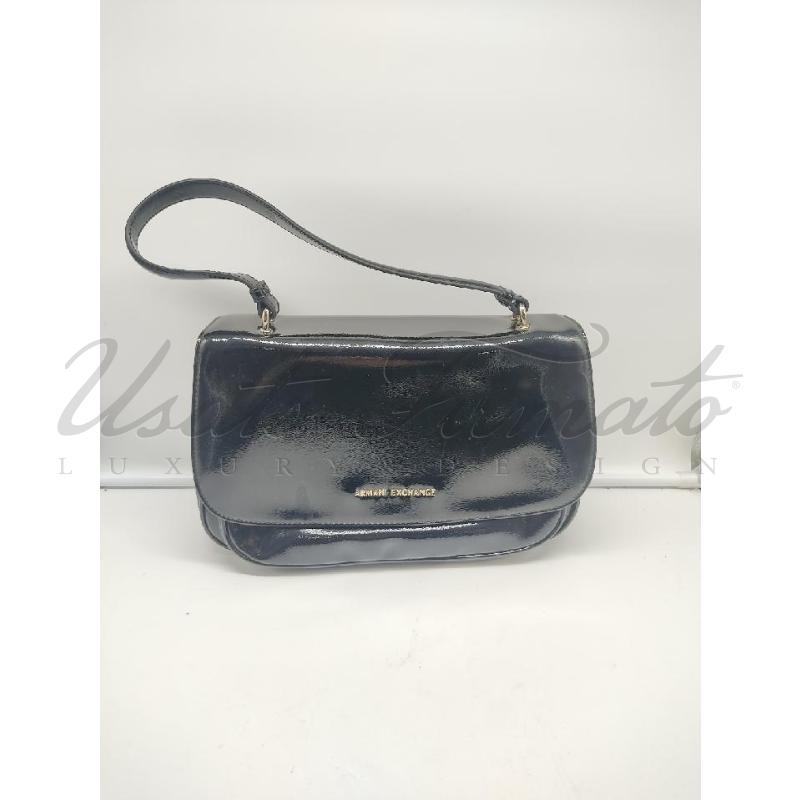 BORSA DONNA ARMANI EXCHANGE NERA VERNICE  | Mercatino dell'Usato Roma parioli 1