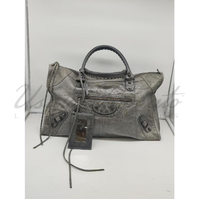 BORSA DONNA BALENCIAGA CITY PELLE GRIGIA  | Mercatino dell'Usato Roma parioli 1