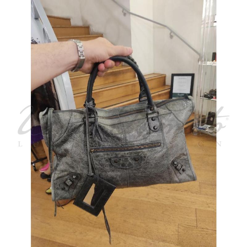 BORSA DONNA BALENCIAGA CITY PELLE GRIGIA  | Mercatino dell'Usato Roma parioli 5