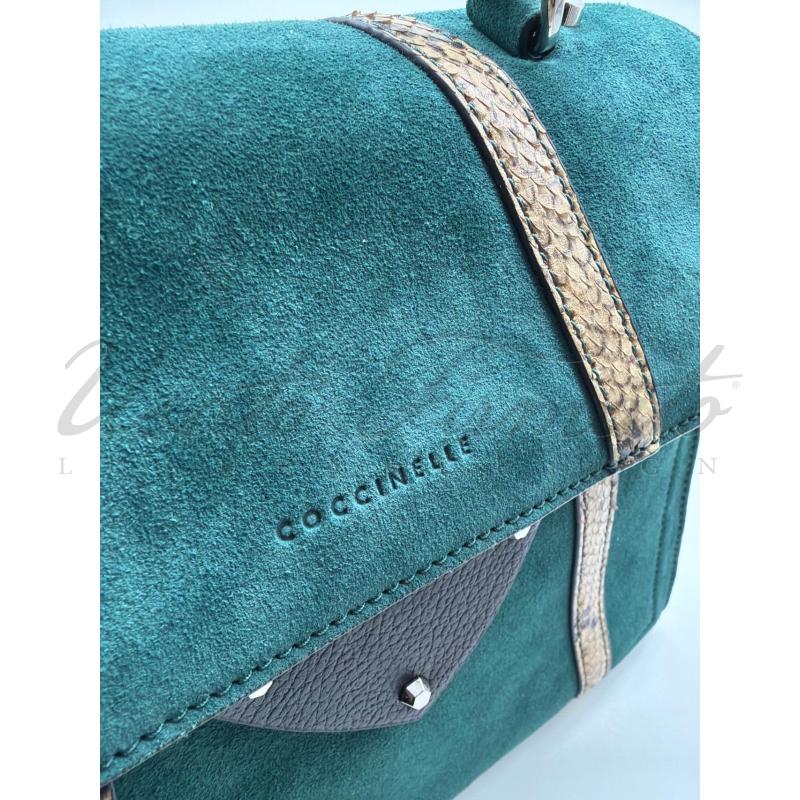 BORSA DONNA COCCINELLE VERDE LIMITED ESOTICA CAMOSCIO  | Mercatino dell'Usato Roma parioli 4
