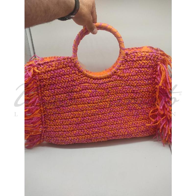 BORSA DONNA EMANUELA BIFOLI PAGLIA ARANCIO ROSA | Mercatino dell'Usato Roma parioli 2