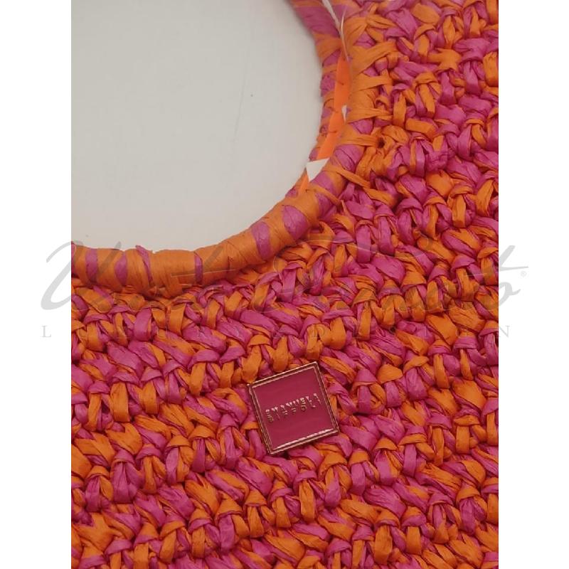 BORSA DONNA EMANUELA BIFOLI PAGLIA ARANCIO ROSA | Mercatino dell'Usato Roma parioli 3