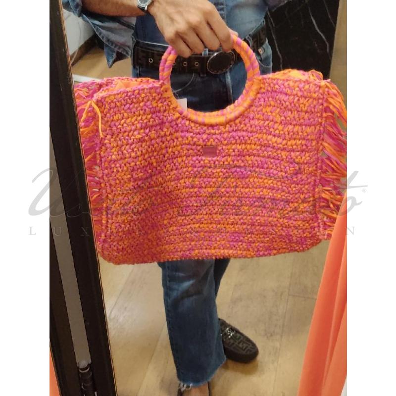 BORSA DONNA EMANUELA BIFOLI PAGLIA ARANCIO ROSA | Mercatino dell'Usato Roma parioli 4