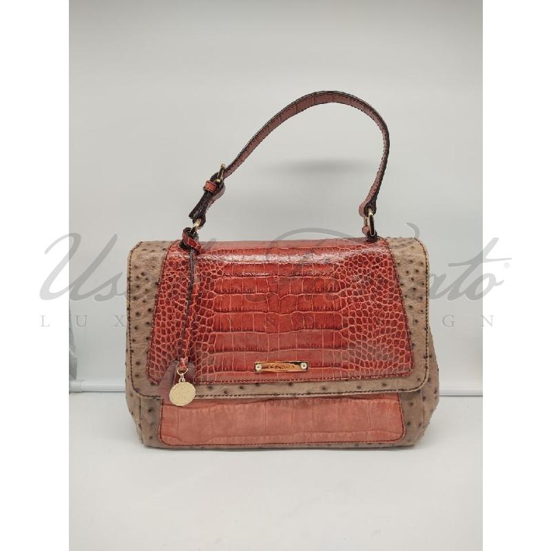 BORSA DONNA ESCADA PELLE ESOTICA MARRONE ROSSO A MANO  | Mercatino dell'Usato Roma parioli 1