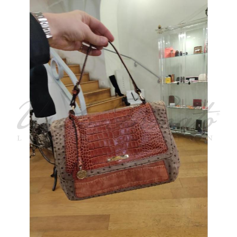 BORSA DONNA ESCADA PELLE ESOTICA MARRONE ROSSO A MANO  | Mercatino dell'Usato Roma parioli 4
