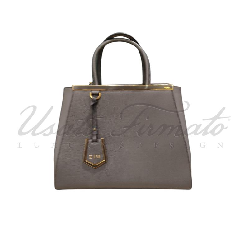 BORSA DONNA FENDI 2JOURS GRIGIA PELLE 8BH250 | Mercatino dell'Usato Roma parioli 1