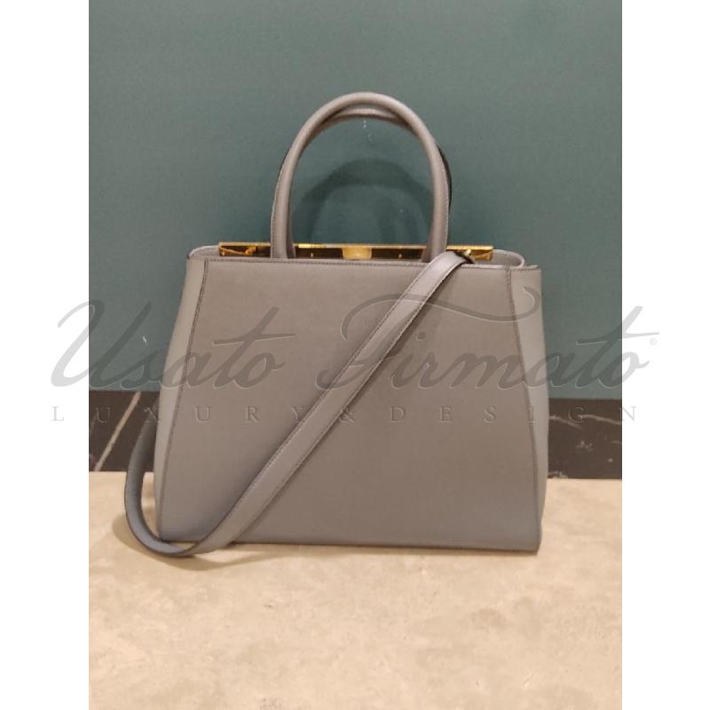 BORSA DONNA FENDI 2JOURS GRIGIA PELLE 8BH250 | Mercatino dell'Usato Roma parioli 3